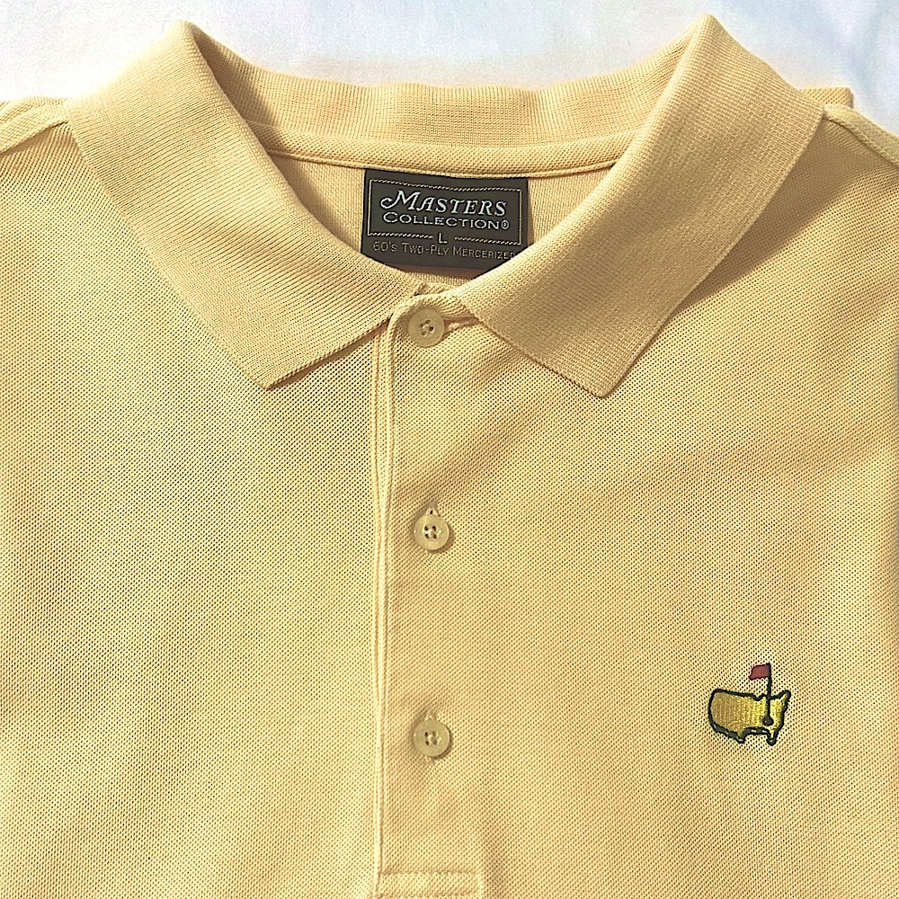 Official MASTERS Men’s Golf Polo Shirt-Yellow- Size Large- 100% Cotton